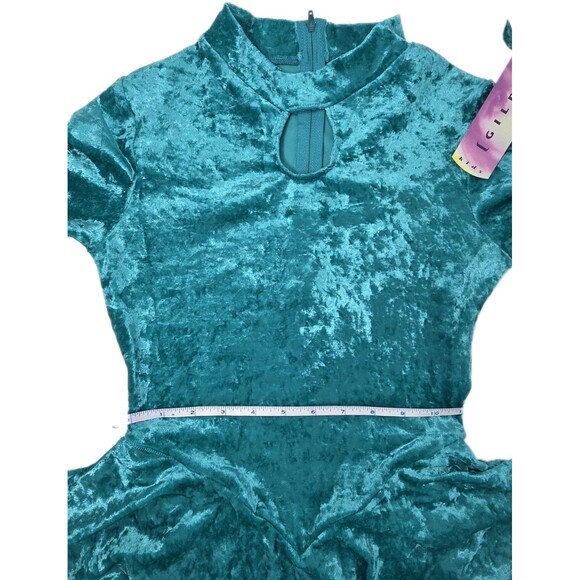 Gilda Marx VTG High Neck Keyhole Skirt Velvet Skate Leotard Dress Y/J Adult XS - Picture 11 of 16